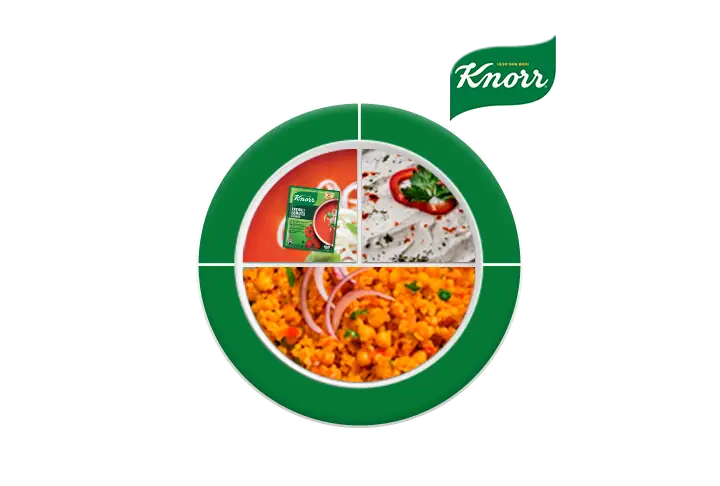 Krutonlu Kremalı Domates Çorbası, Haydari, Nohutlu Bulgur Pilavı